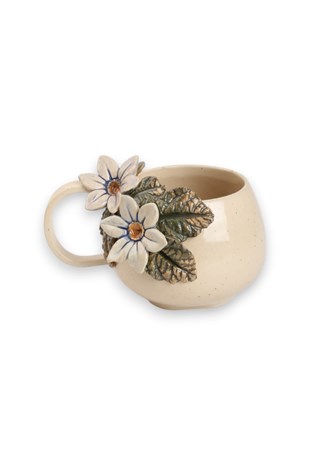 Stoneware Çiçekli  Kahve Fincanı No:1