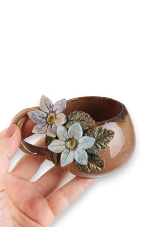 Stoneware Çiçekli  Kahve Fincanı No:2