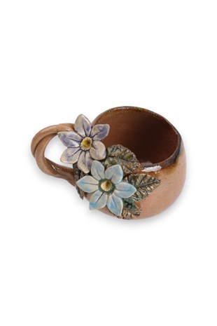 Stoneware Çiçekli  Kahve Fincanı No:2