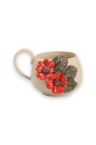 Stoneware Çiçekli  Kahve Fincanı No:3