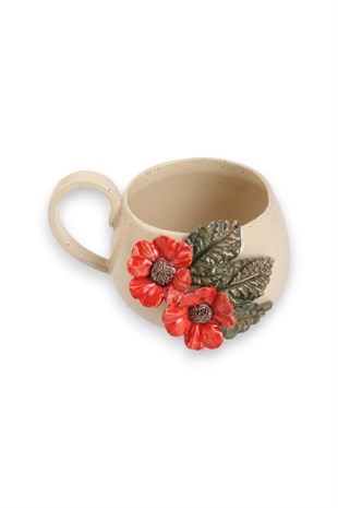 Stoneware Çiçekli  Kahve Fincanı No:3