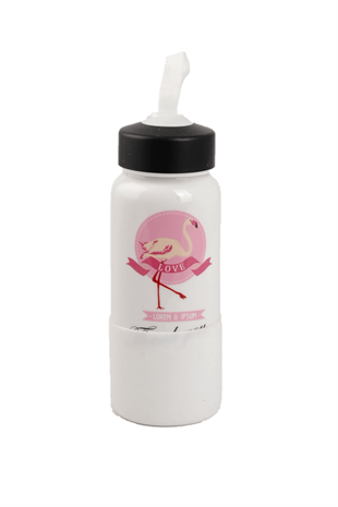 Flamingo Resimli Porselen Matara Silikon Tabanlı Thank You 