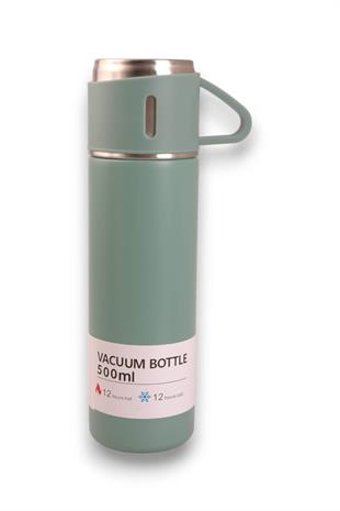 Turkuaz Bardaklı Termos Matara Seti 500ml