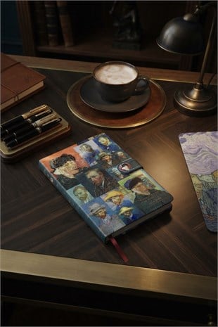 Vincent Van Gogh'un Self Portraid B6 Çizgili Sert Kapaklı  Defter