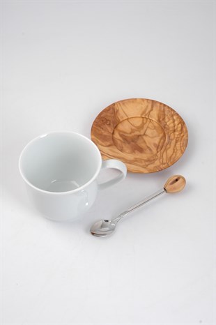 Zeytin Ağacı Çay Fincan Seti Kaşıklı