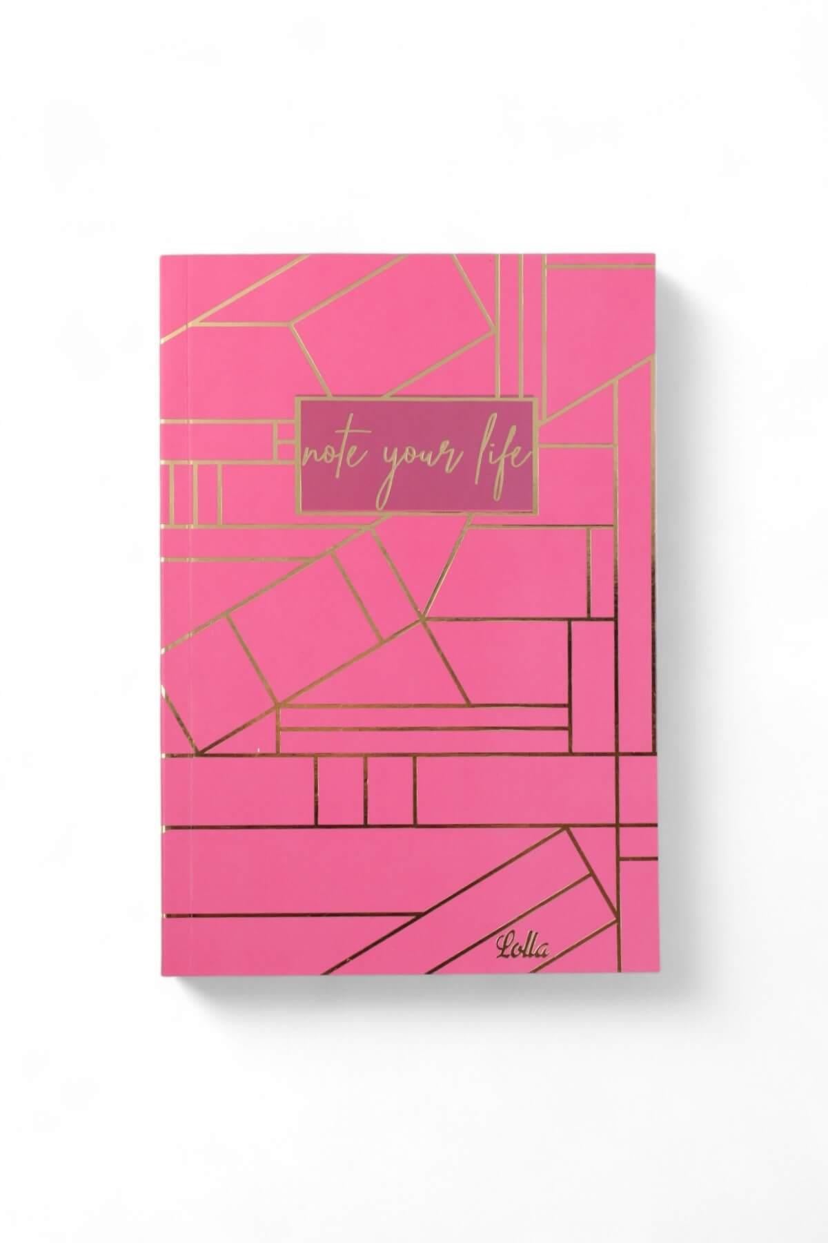 13x20cm Lolla Pembe  Renkli Çizgili 128 Sayfa Yumuşak Defter
