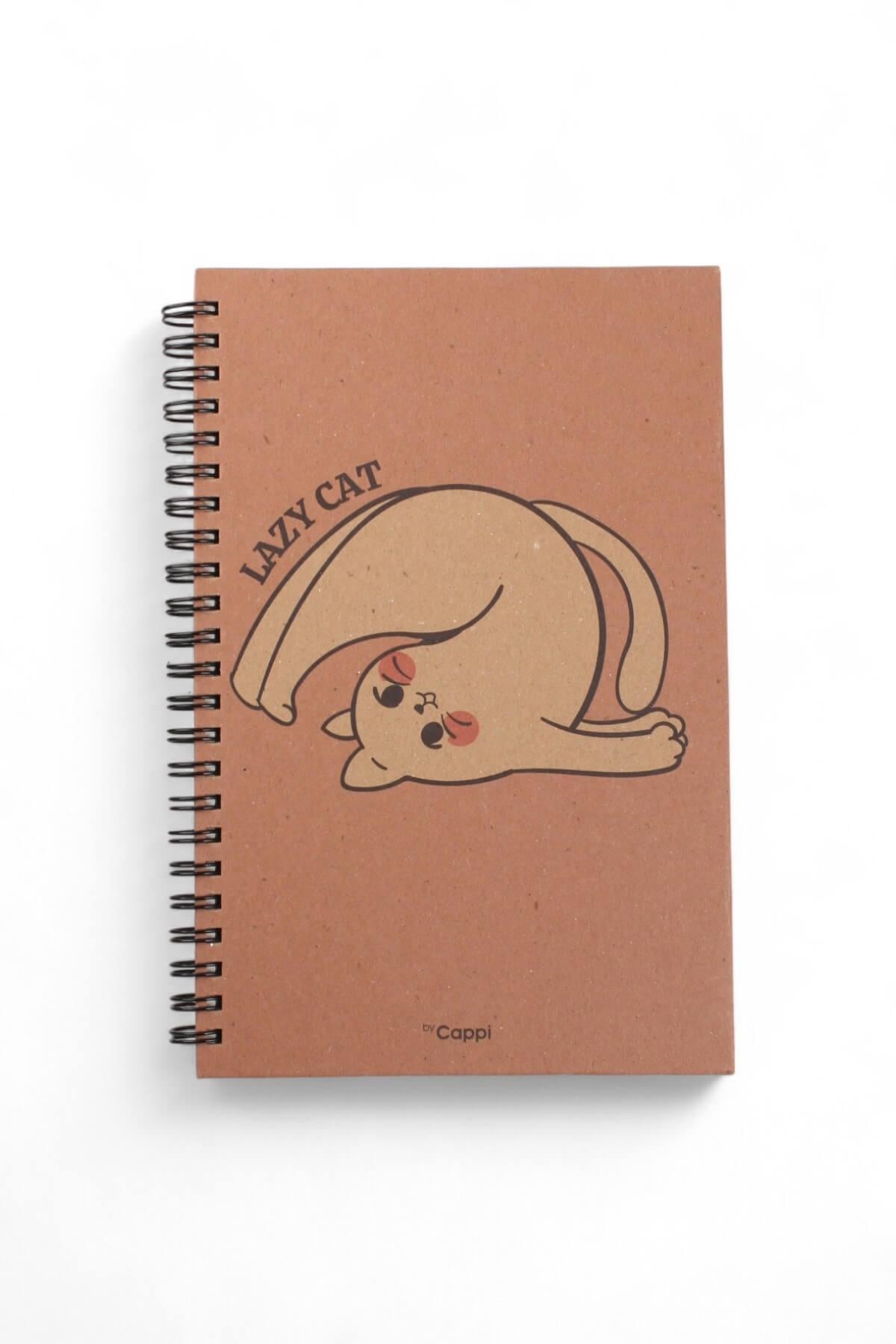 13x21cm Kraft Spiralli Lazy  160 Sayfa Çizgili Kalın Kapak Defter