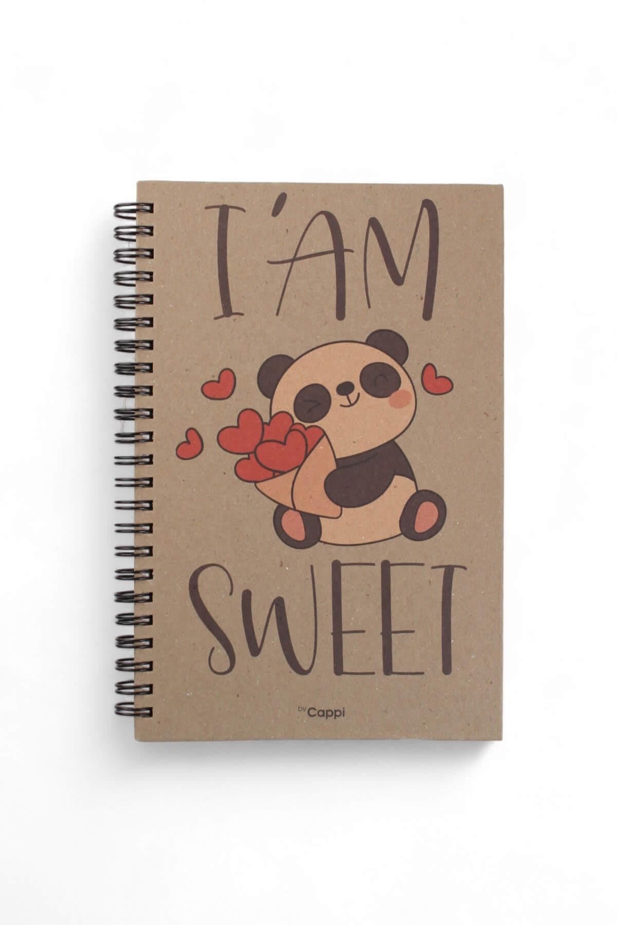 13x21cm Kraft Spiralli Sweet  160 Sayfa Çizgili Kalın Kapak Defter