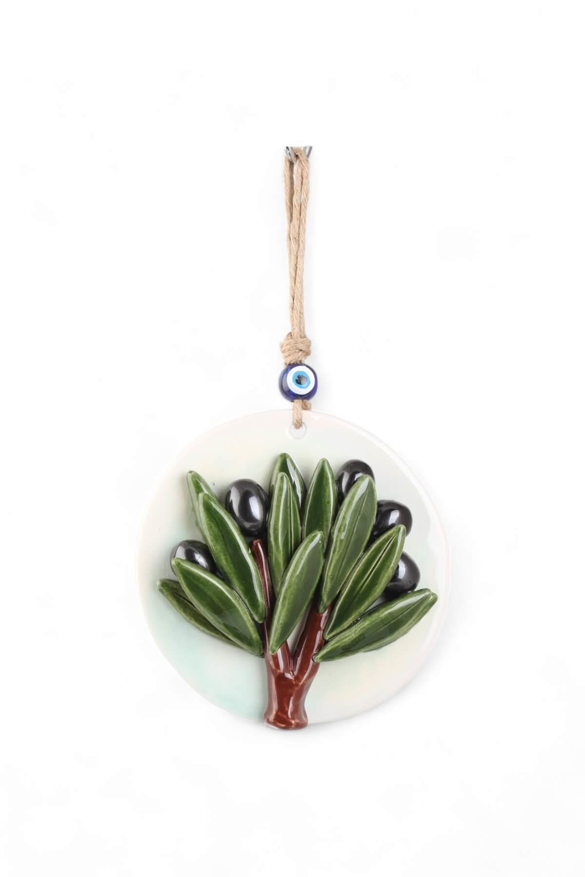 14cm Zeytin Ağacı Seramik Yuvarlak Nazarlık