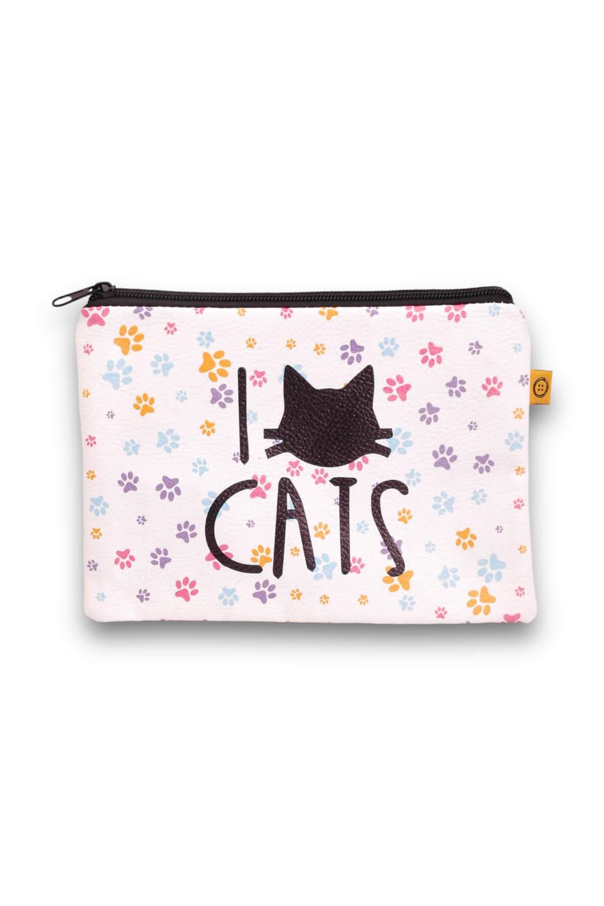 14x20cm I Love Cats Deri Cüzdan