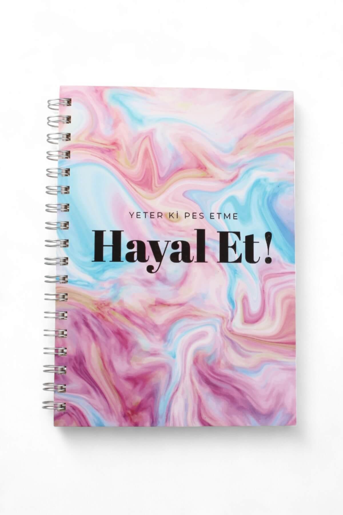 17x24cm Spiralli Kareli Mesajlı Sert Kapak 160 Sayfa Defter