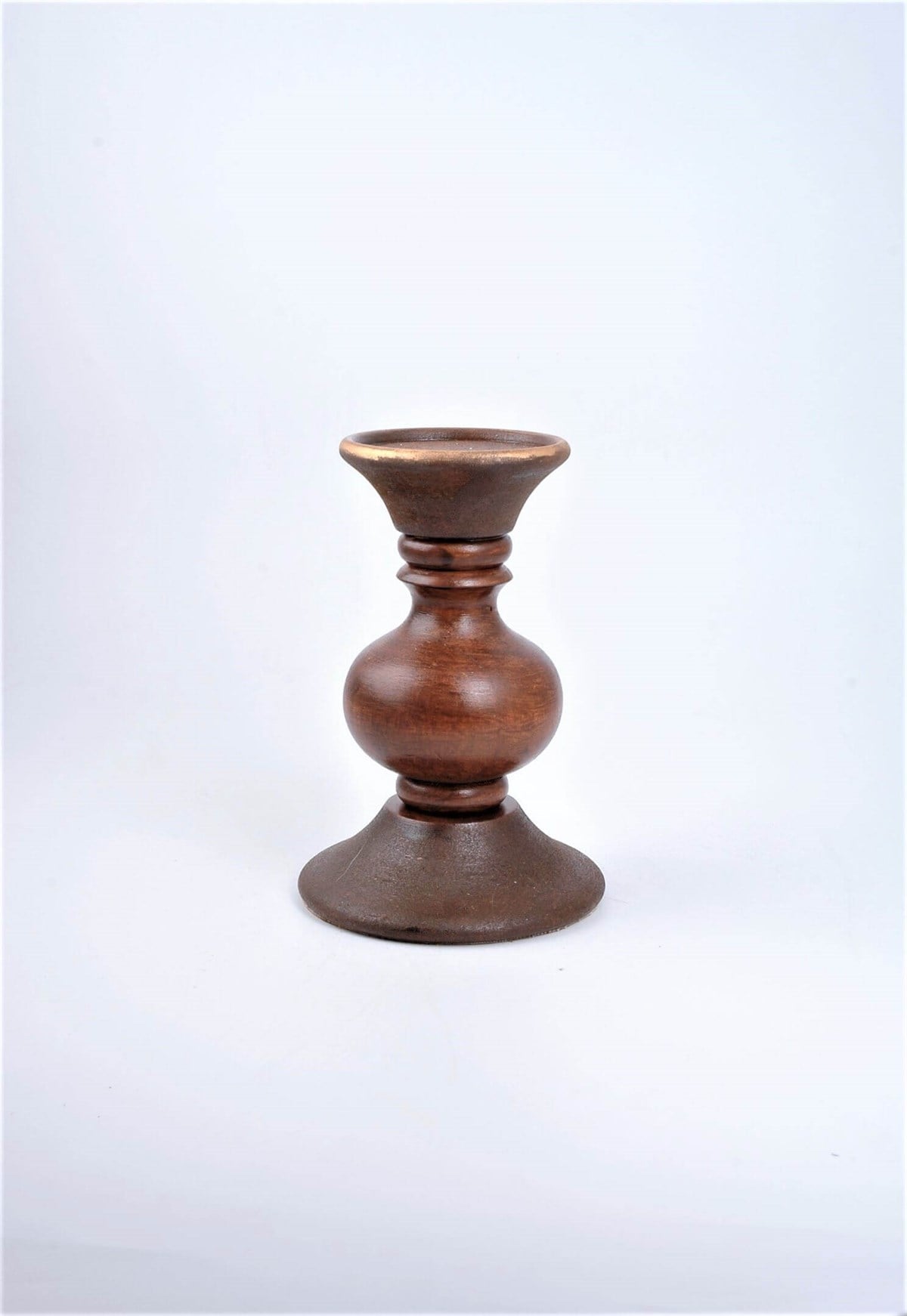 19 cm Kahve Ahşap Tombul Kütük Mumluk