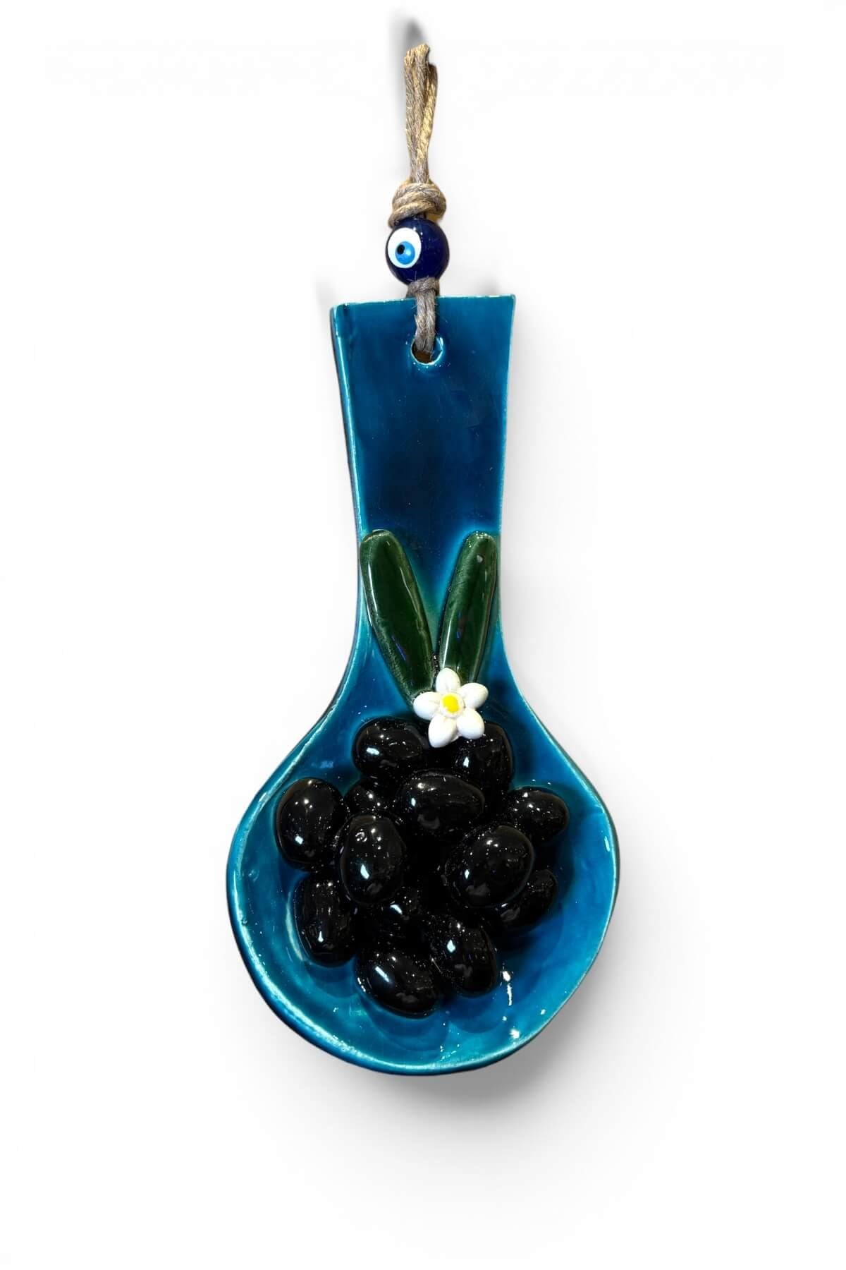 21cm Zeytinli Seramik Kaşık Askılı Nazarlık
