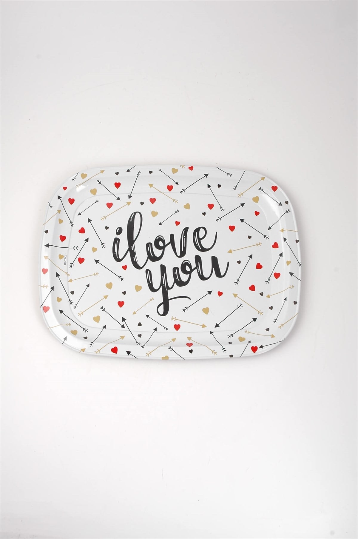 23x30 cm Metal Beyaz Love You Tepsi