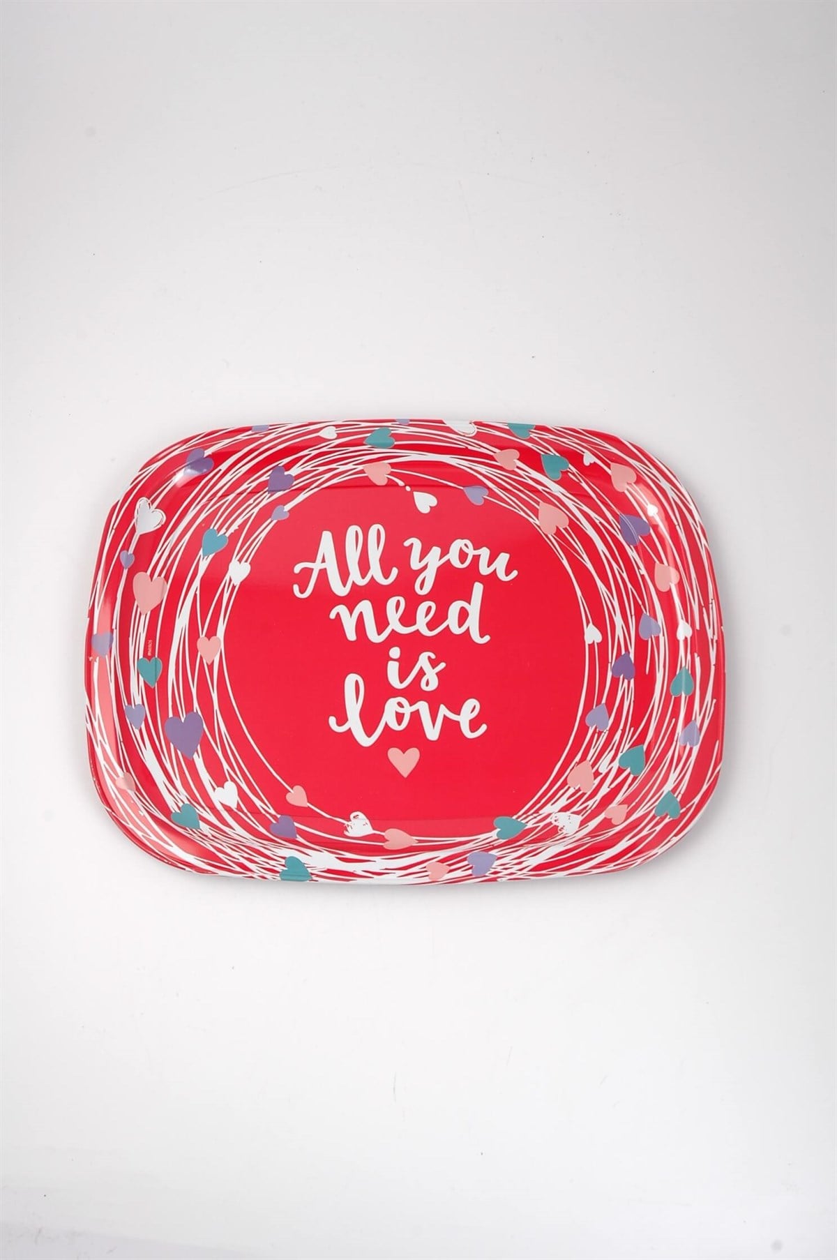 23x30 cm Metal Kırmızı All You Need is Love Tepsi