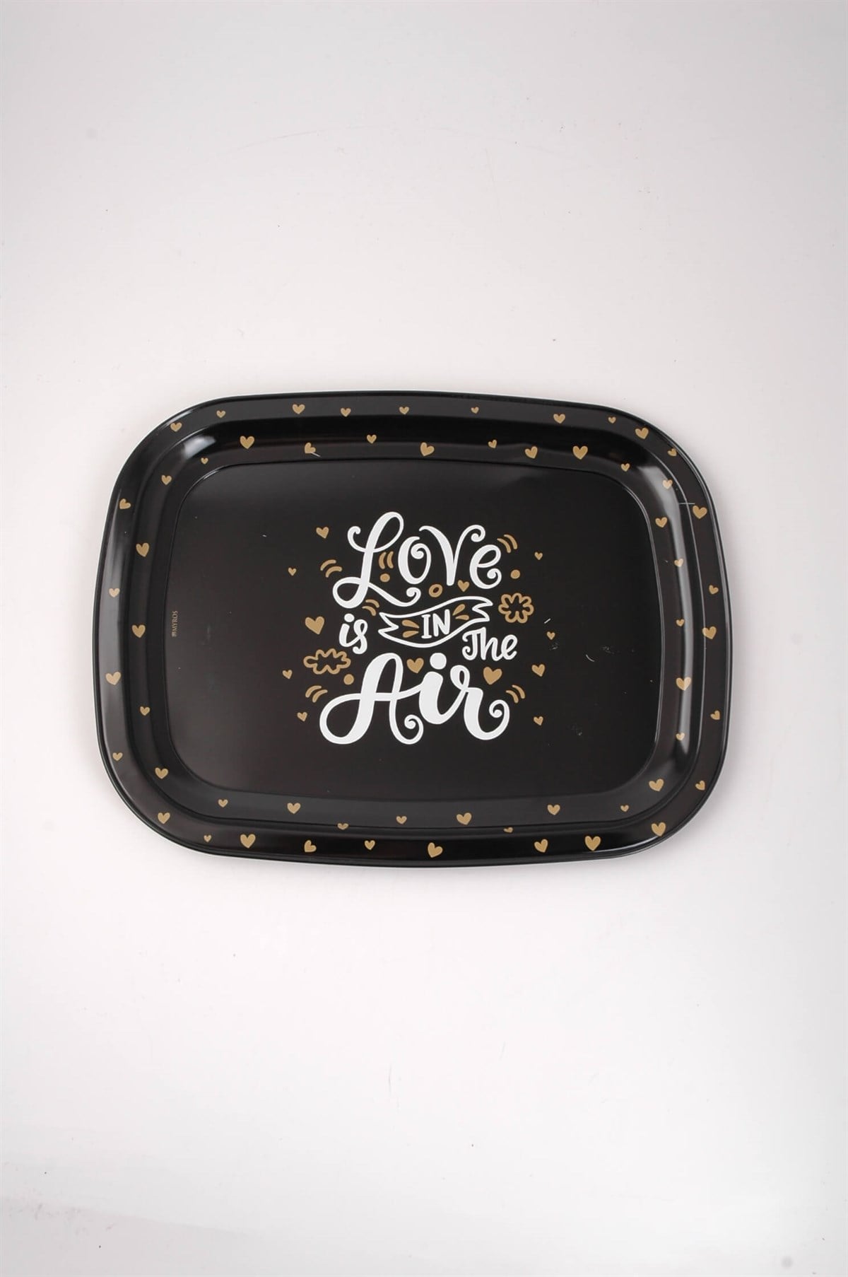 23x30 cm Metal Siyah Love is in The Air Tepsi