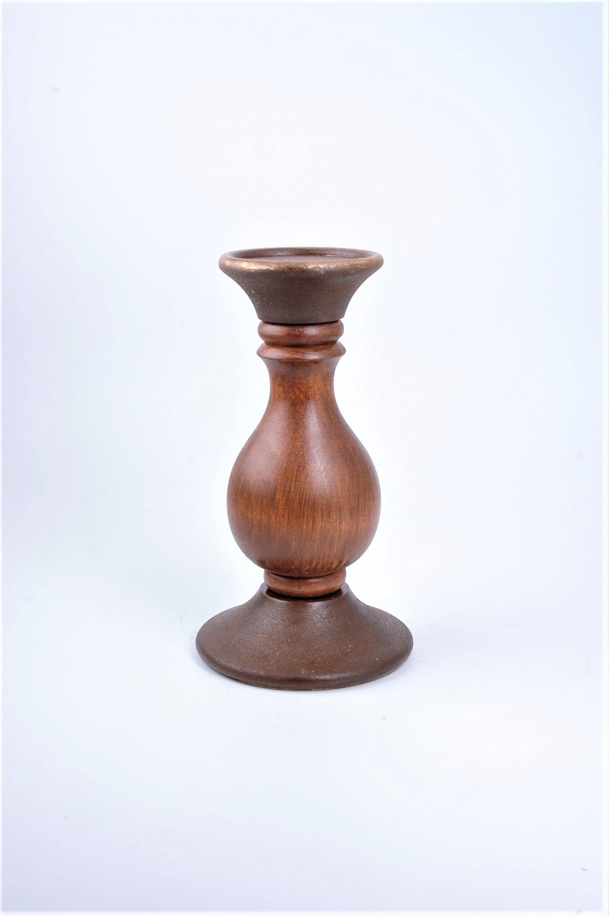 24 cm Kahve Ahşap Tombul Kütük Mumluk