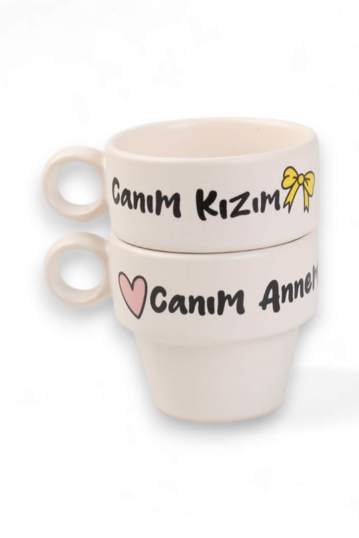 2'Li Canım Kızım Canım Annem Espresso Fincanı 