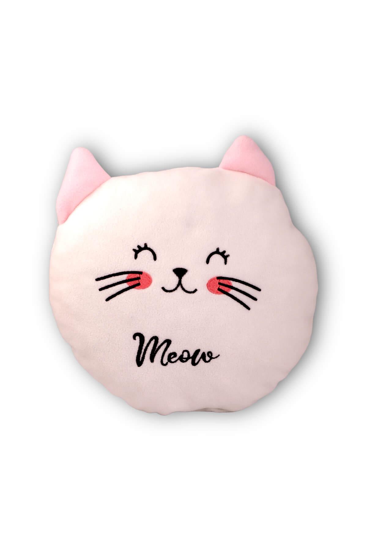 30cm Beyaz Polar Kedi Kafası Yastık