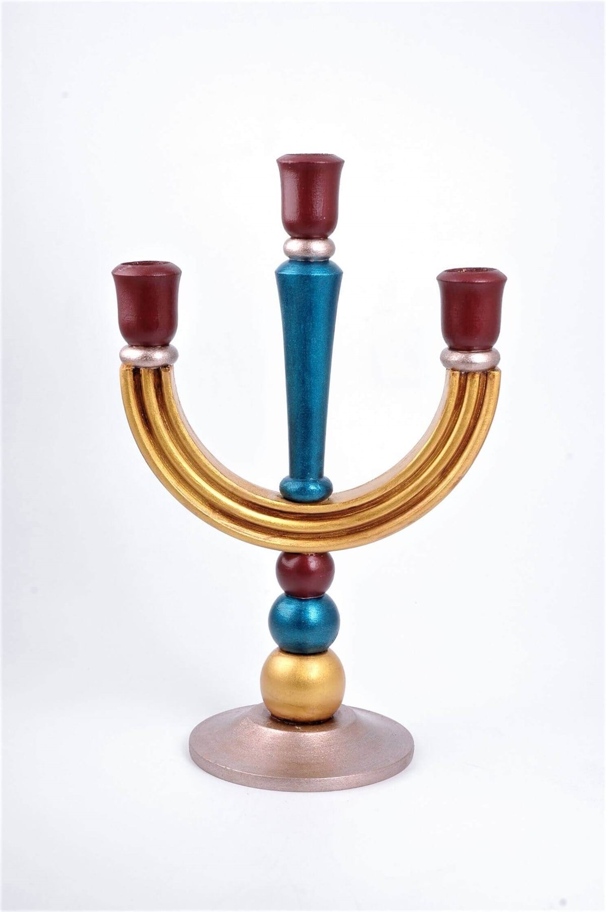 31 cm 3 Kollu Ahşap Şamdan Mumluk