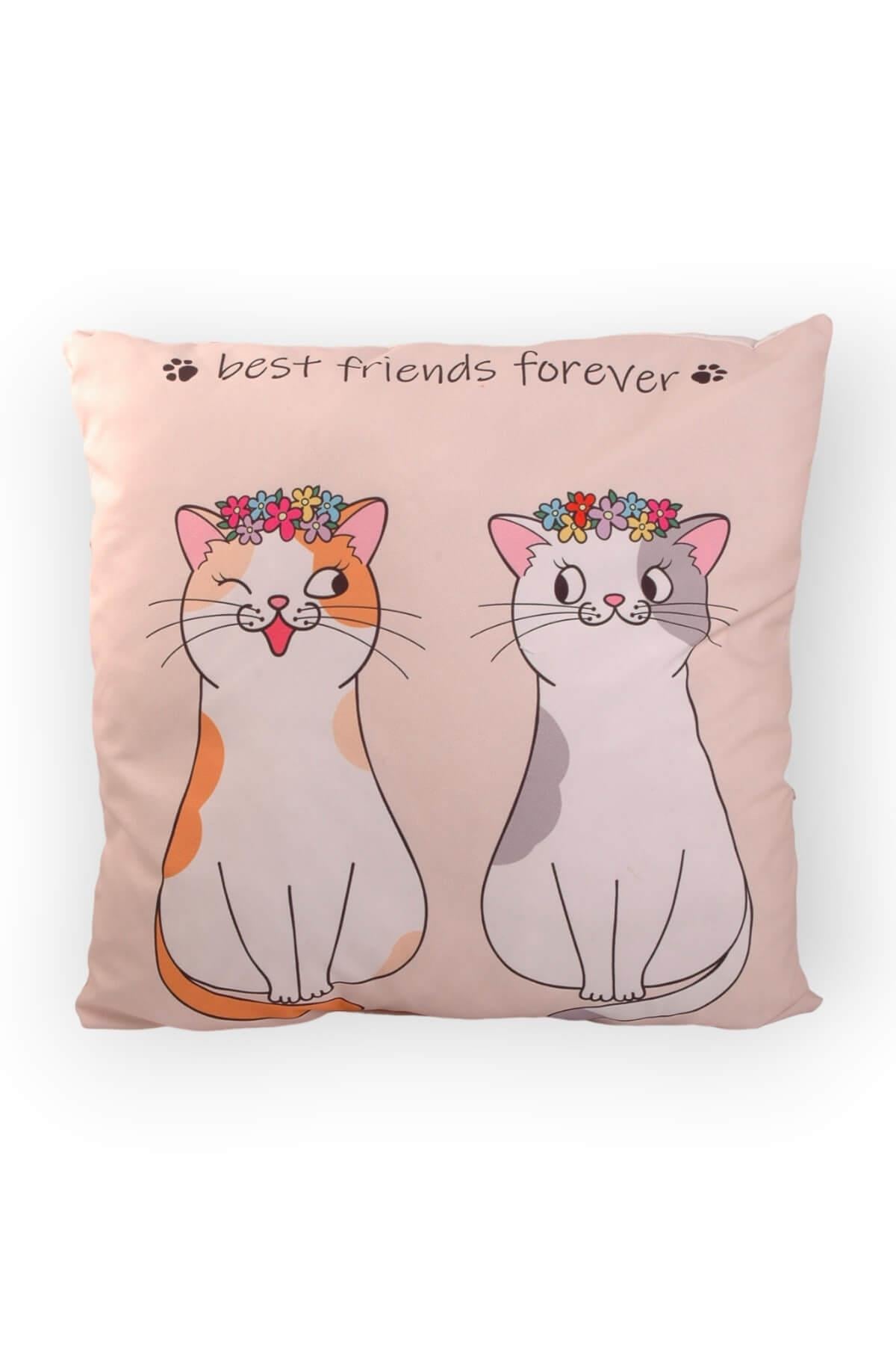 40x40 cm Best Friends Forever Kedili Yastık