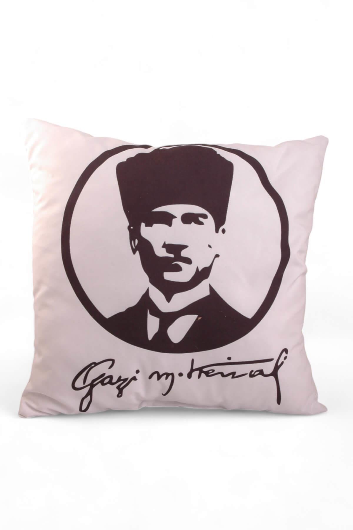 40x40 cm Beyaz Atatürk Portre Yastık