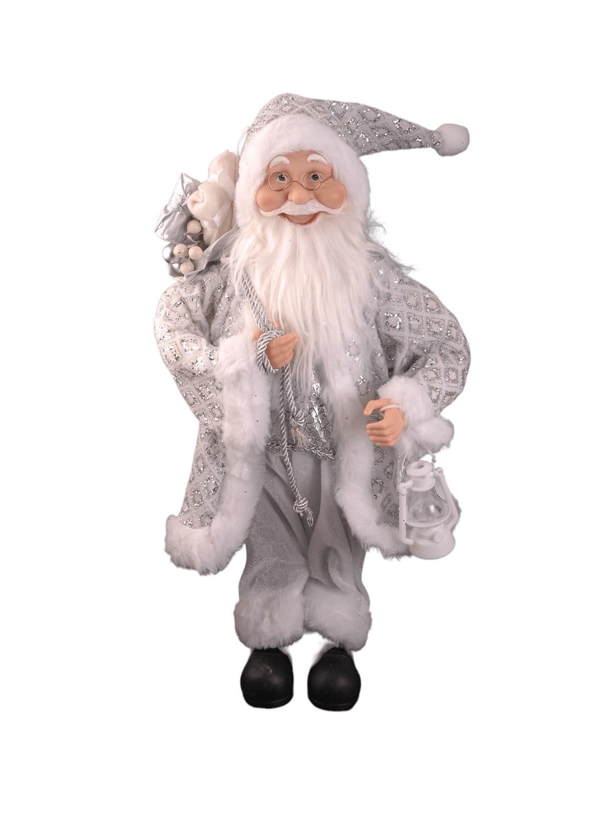 45cm Gümüş Kıyafetli Ayakta Noel Baba