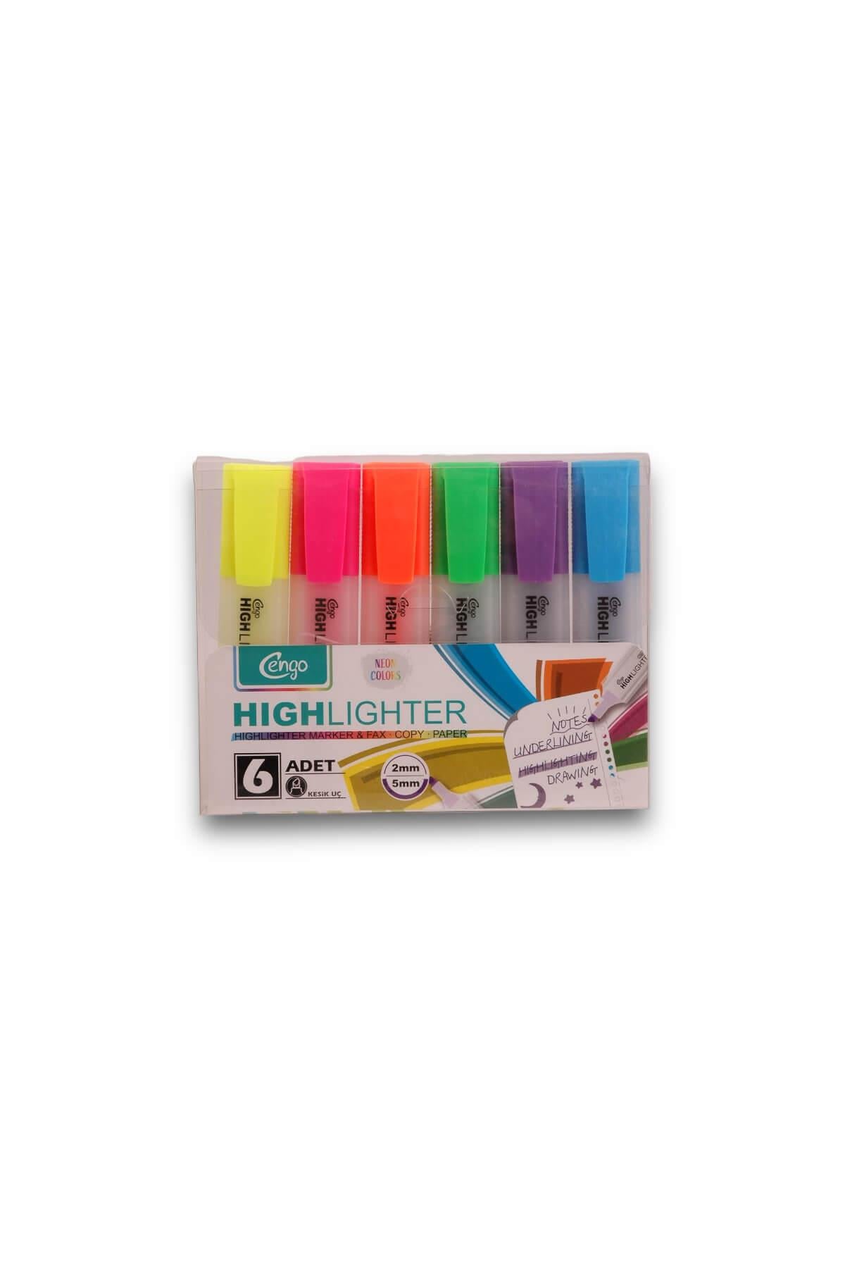 6'lı Cengo Neon Renkli Highlighter Kalem