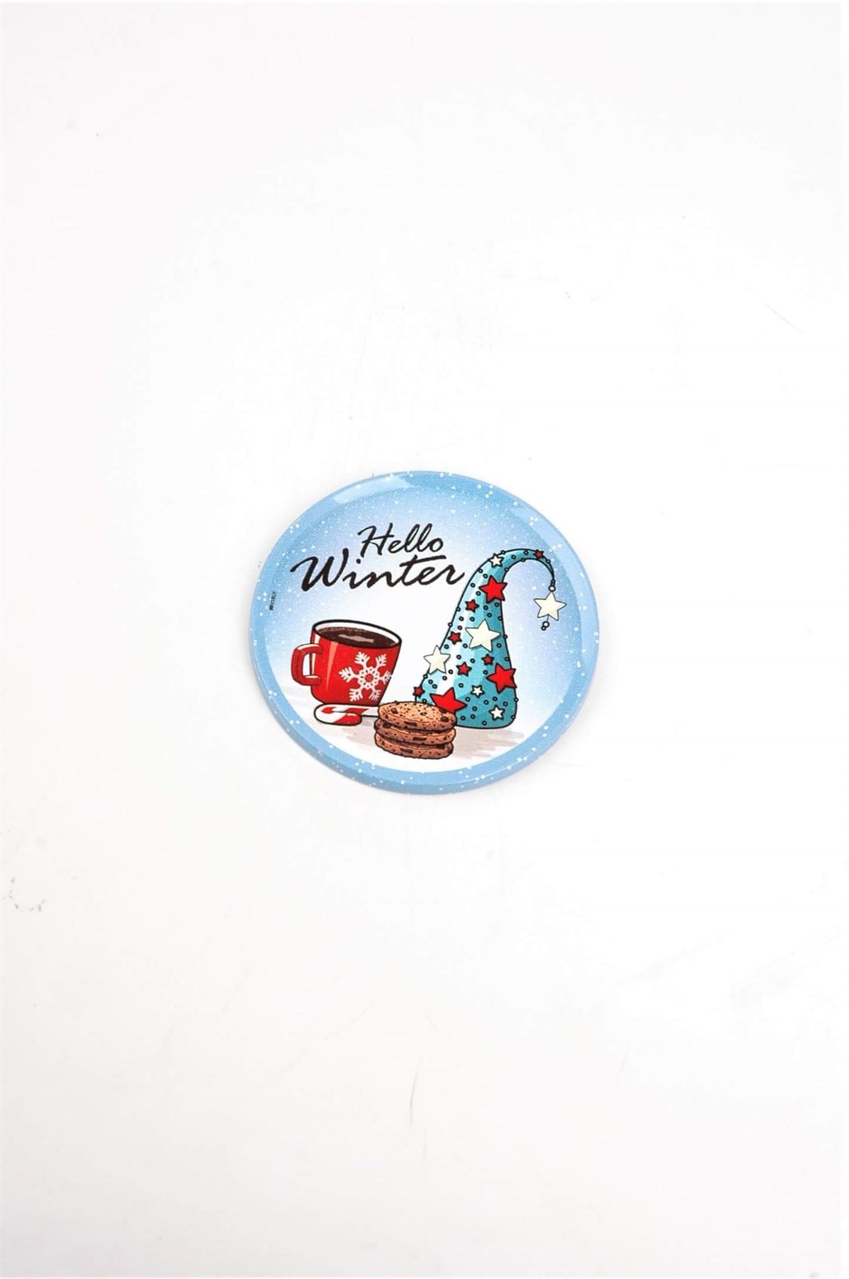 9 cm Metal Hello Winter Desenli Bardak Altlığı