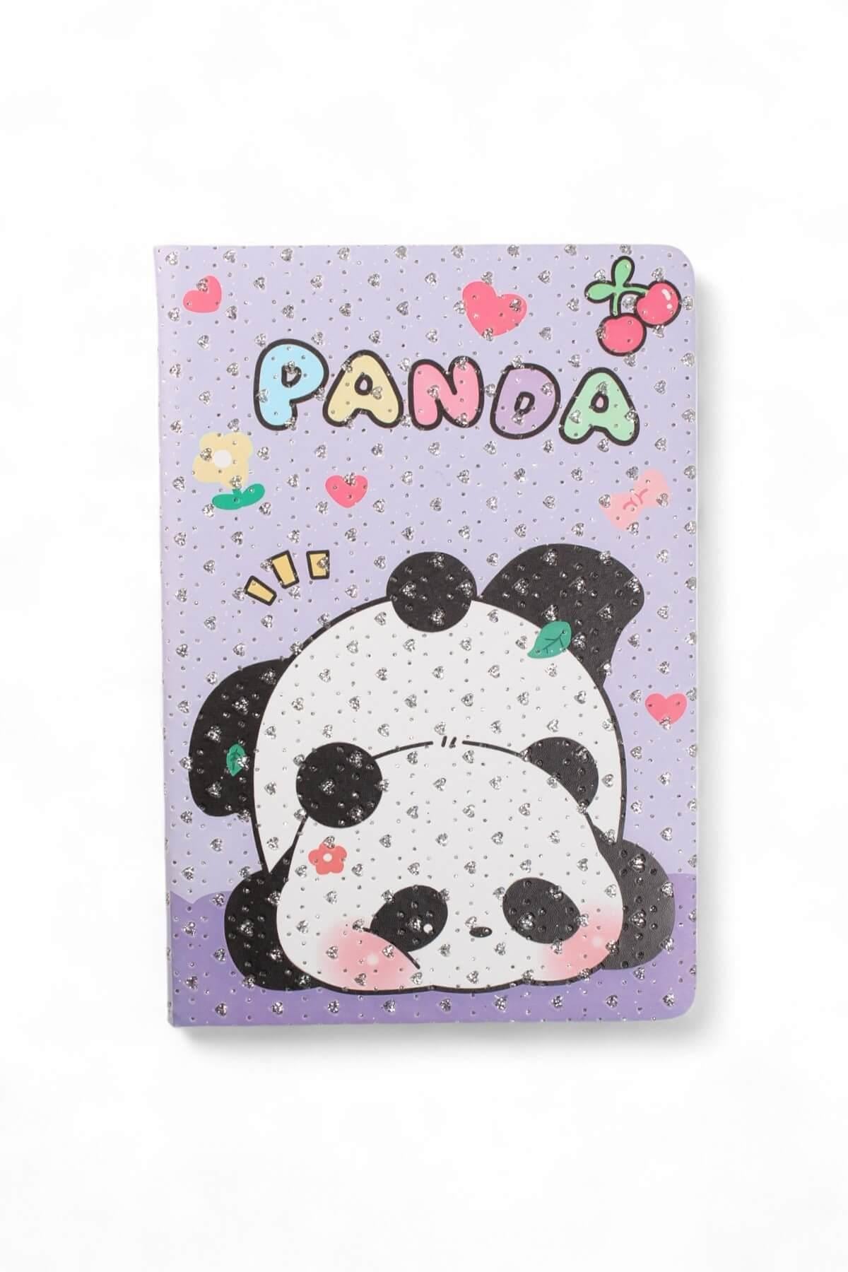 A5 Nokta Simli  Mor Panda Defter
