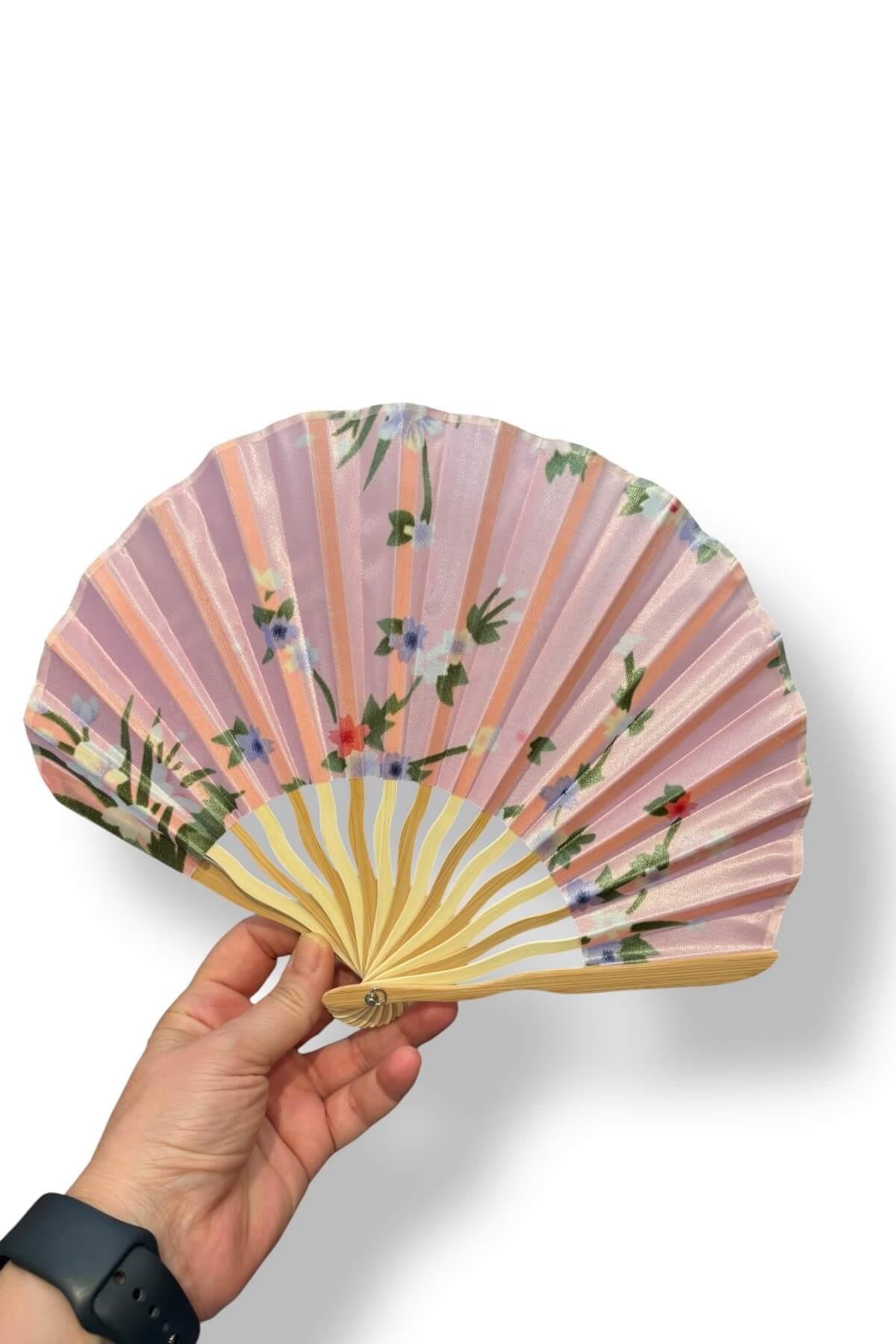 Bambu Dalgalı Kumaş Yelpaze No:8
