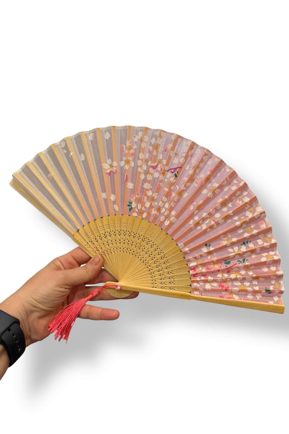 Bambu Püsküllü Kumaş Yelpaze no :4