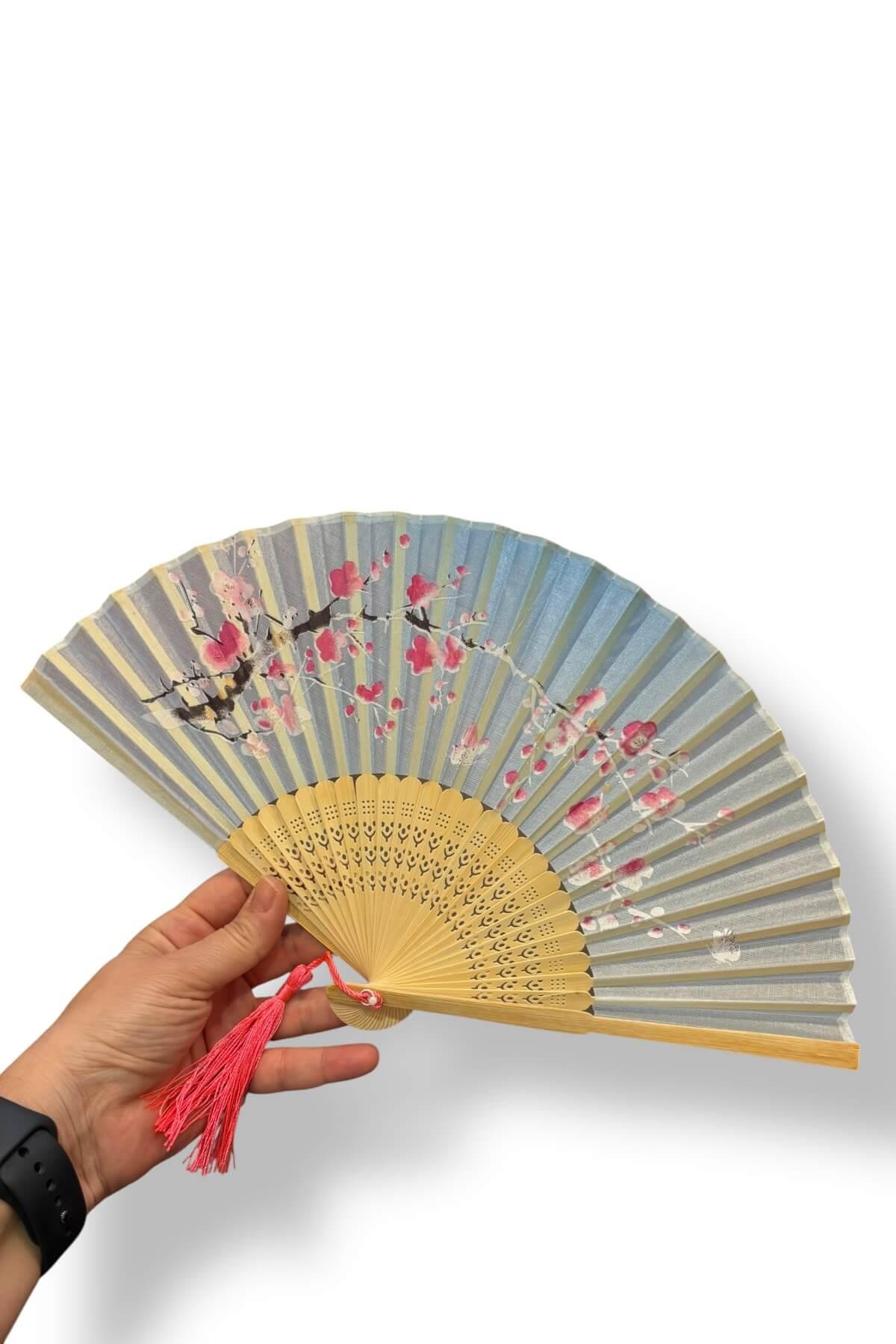 Bambu Püsküllü Kumaş Yelpaze no :5