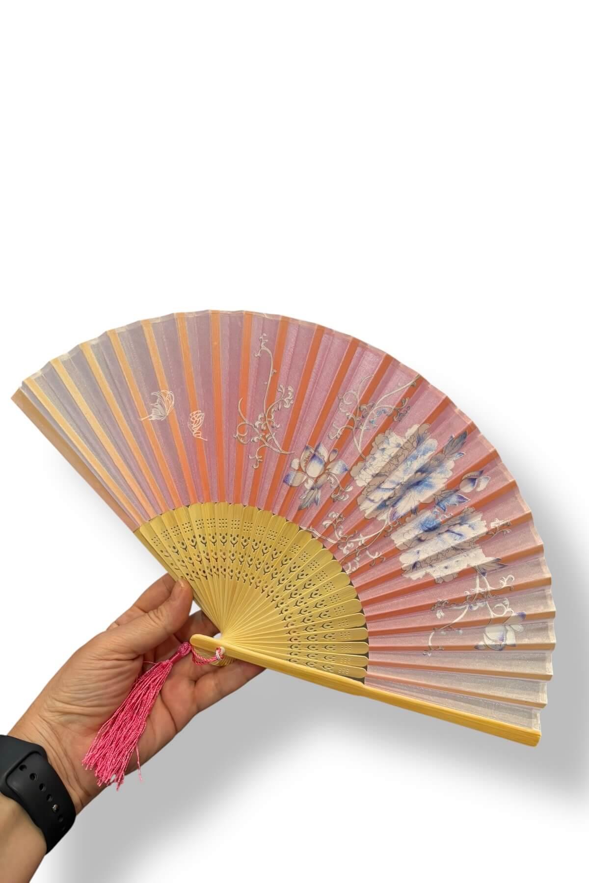 Bambu Püsküllü Kumaş Yelpaze no :6