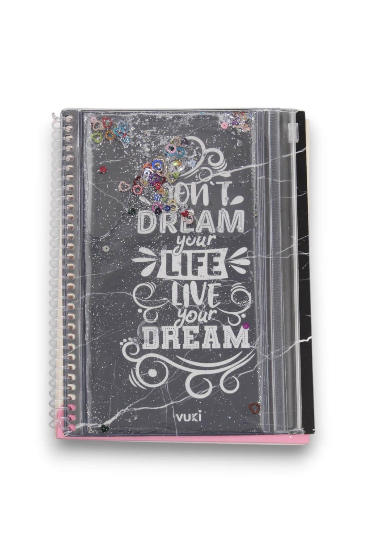 Don't Dream Your Life Lıve Your  Dream  Desenli Sulu Kalemlikli A5 Defter