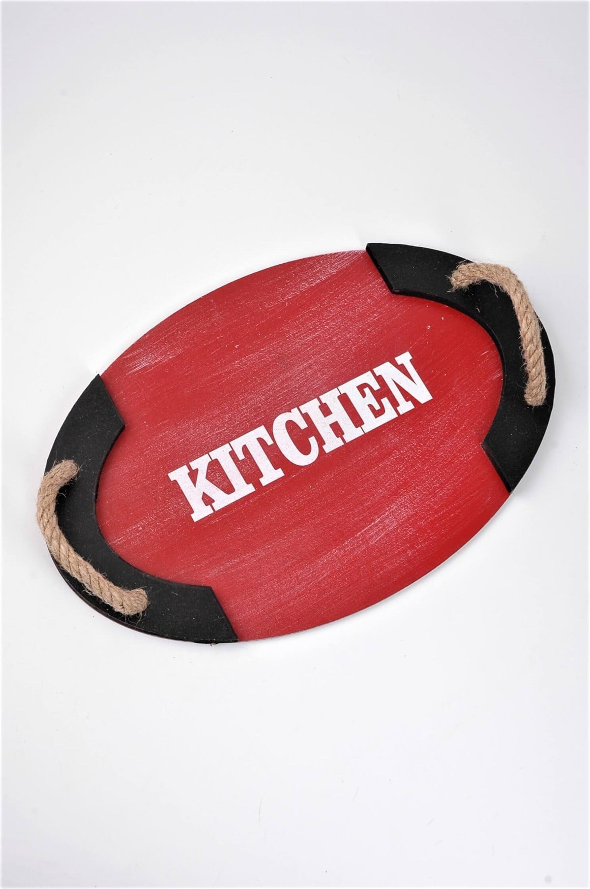 Kırmızı Kitchen Ahşap Oval Tepsi Mesajlı Renkli