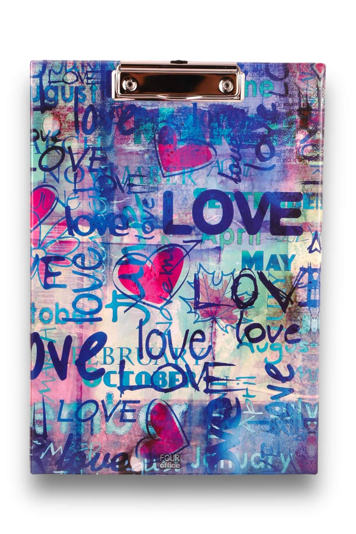 Lacivert Love Suni Deri Sekreterlik