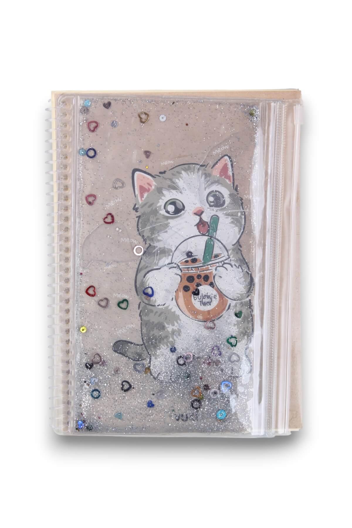 Little Cat  Desenli Sulu Kalemlikli A5 Defter