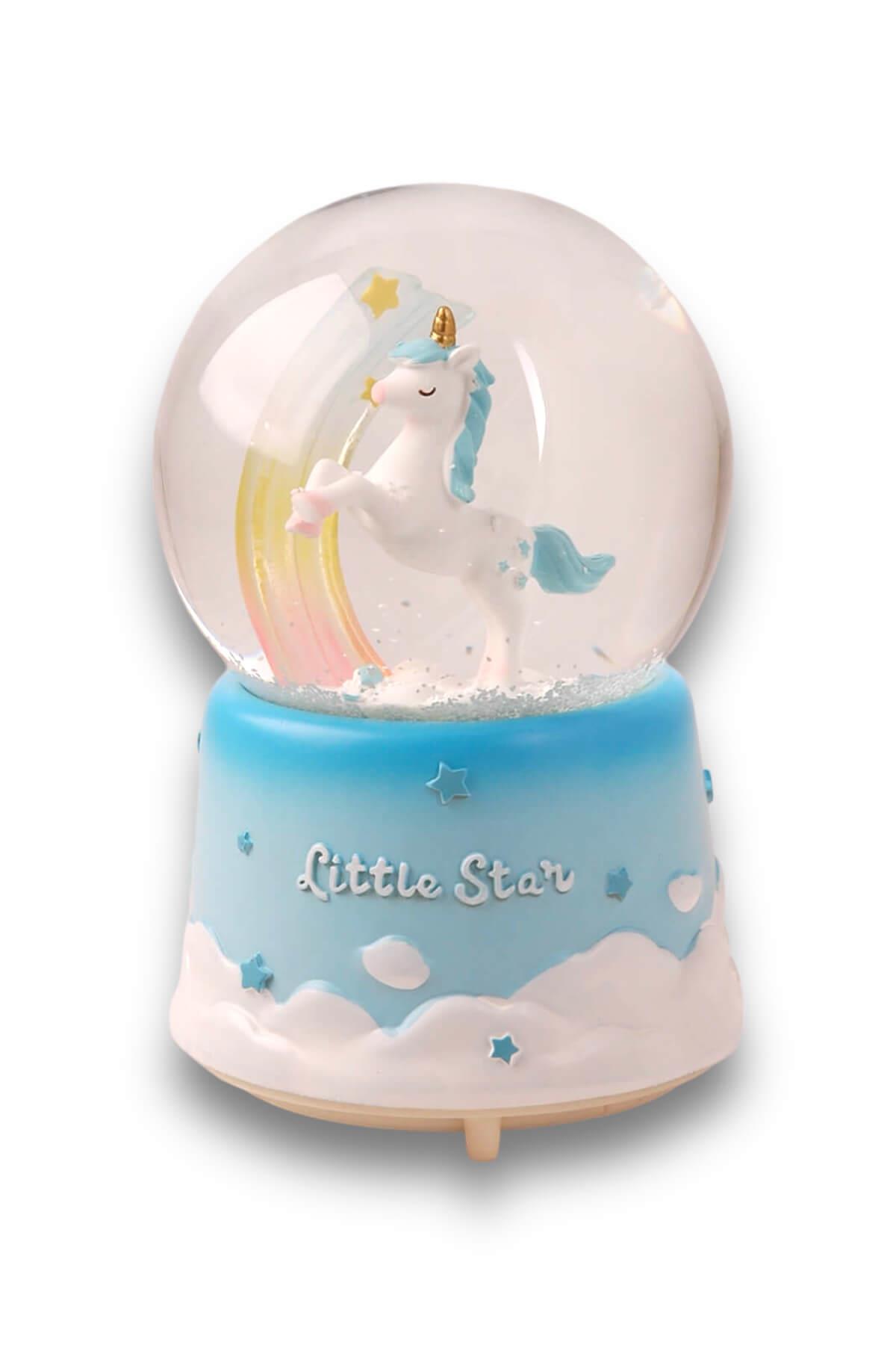 Mavi Aylı Unicorn Motorlu Kar Üfleyen Büyük Kar Küresi