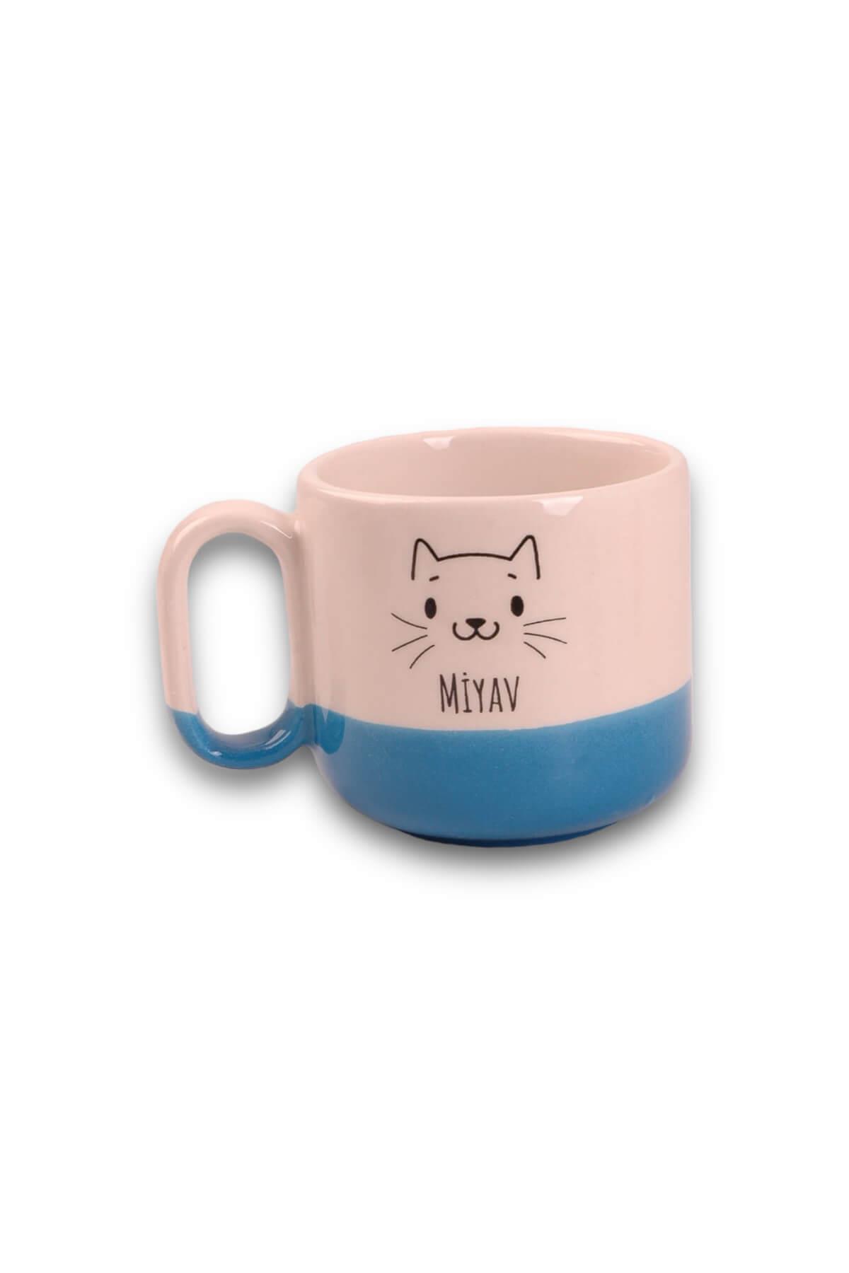 Mavi Miyav Kedi Arya Çay Fincanı