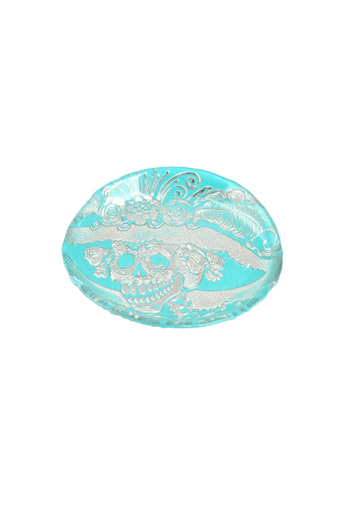 Oval Turkuaz Kurukafa Servis 18x20cm