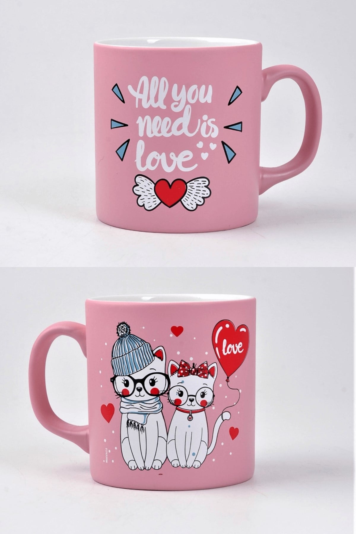 Pembe All You Need is Love Seramik Kupa