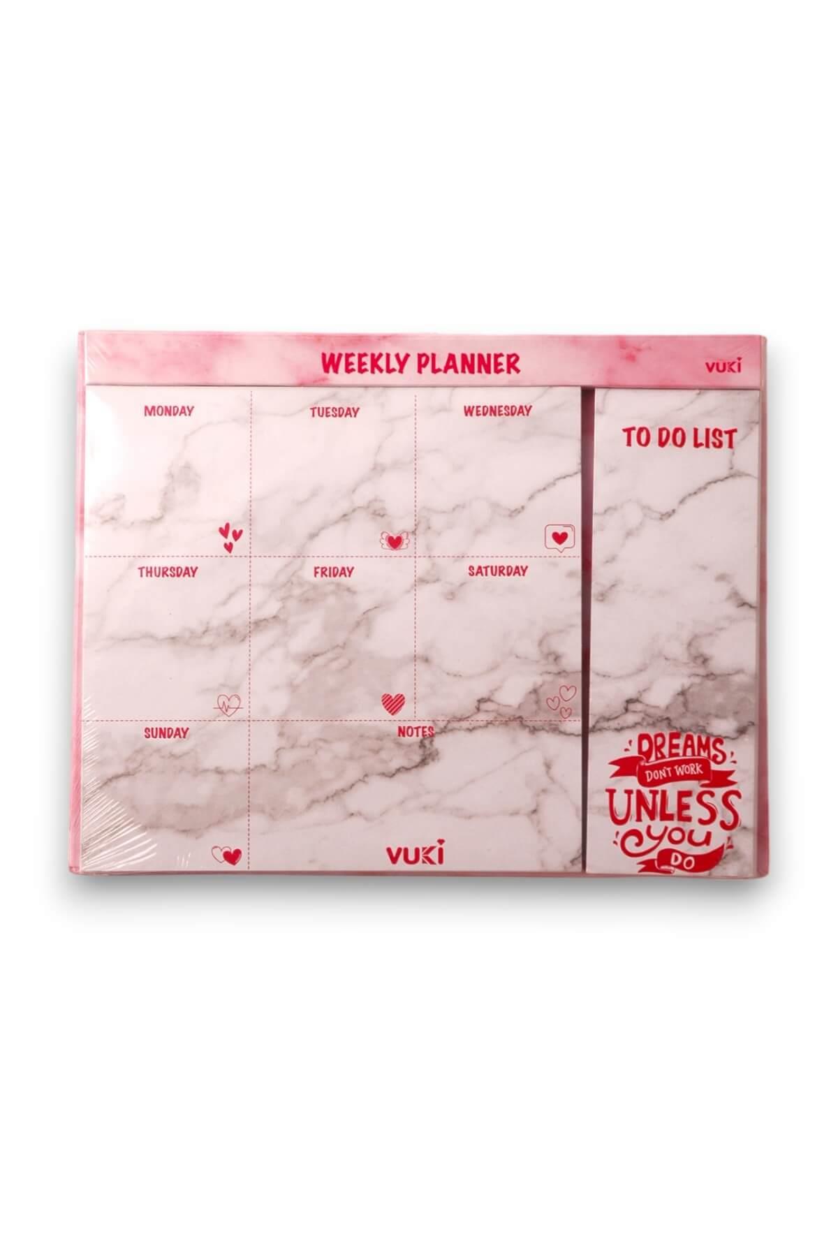 Pembe Mesajlı Haftalık Planner