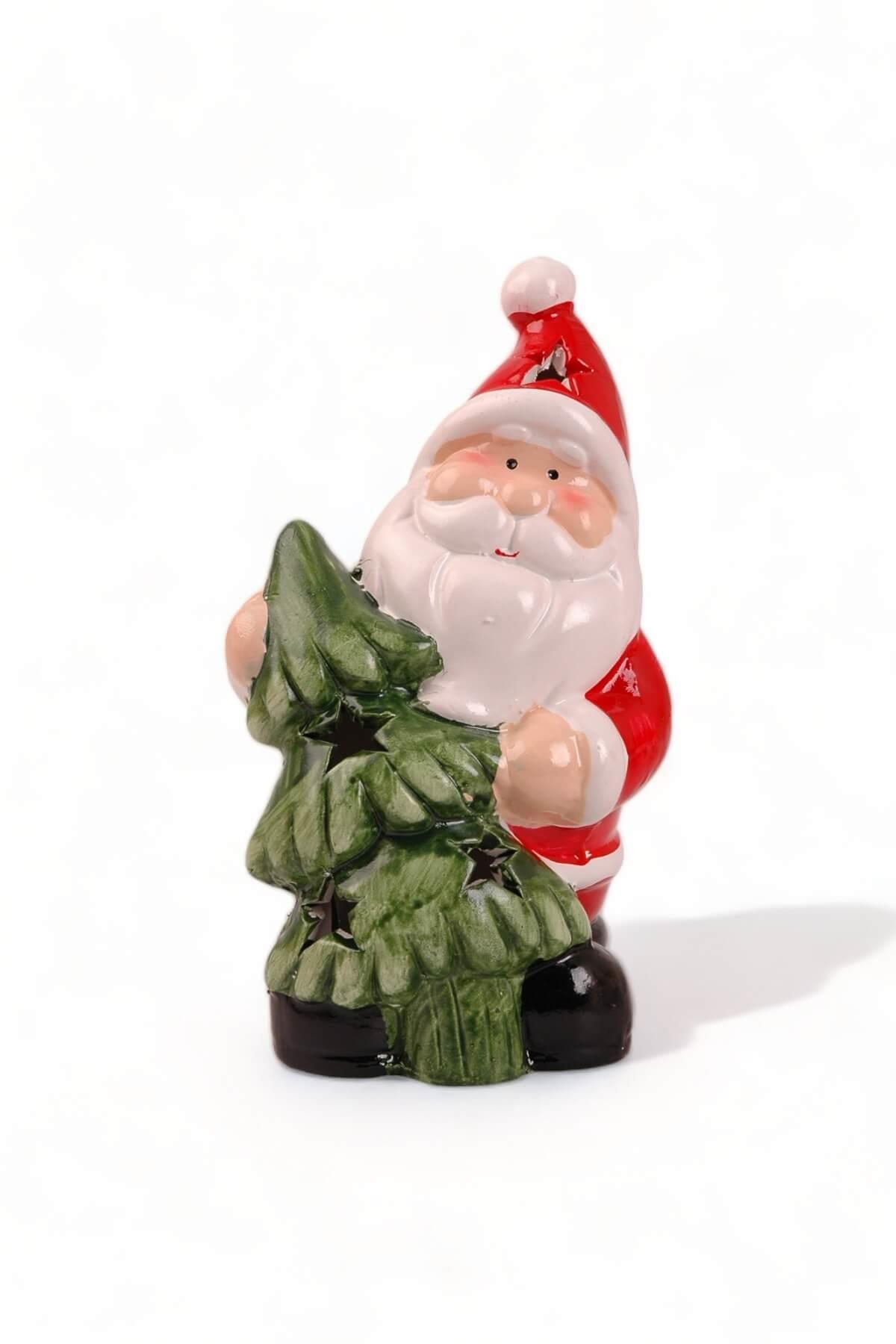 Seramik Çamağaçlı İçten Işıklı Noel Baba/Kardanadam Biblo 23016