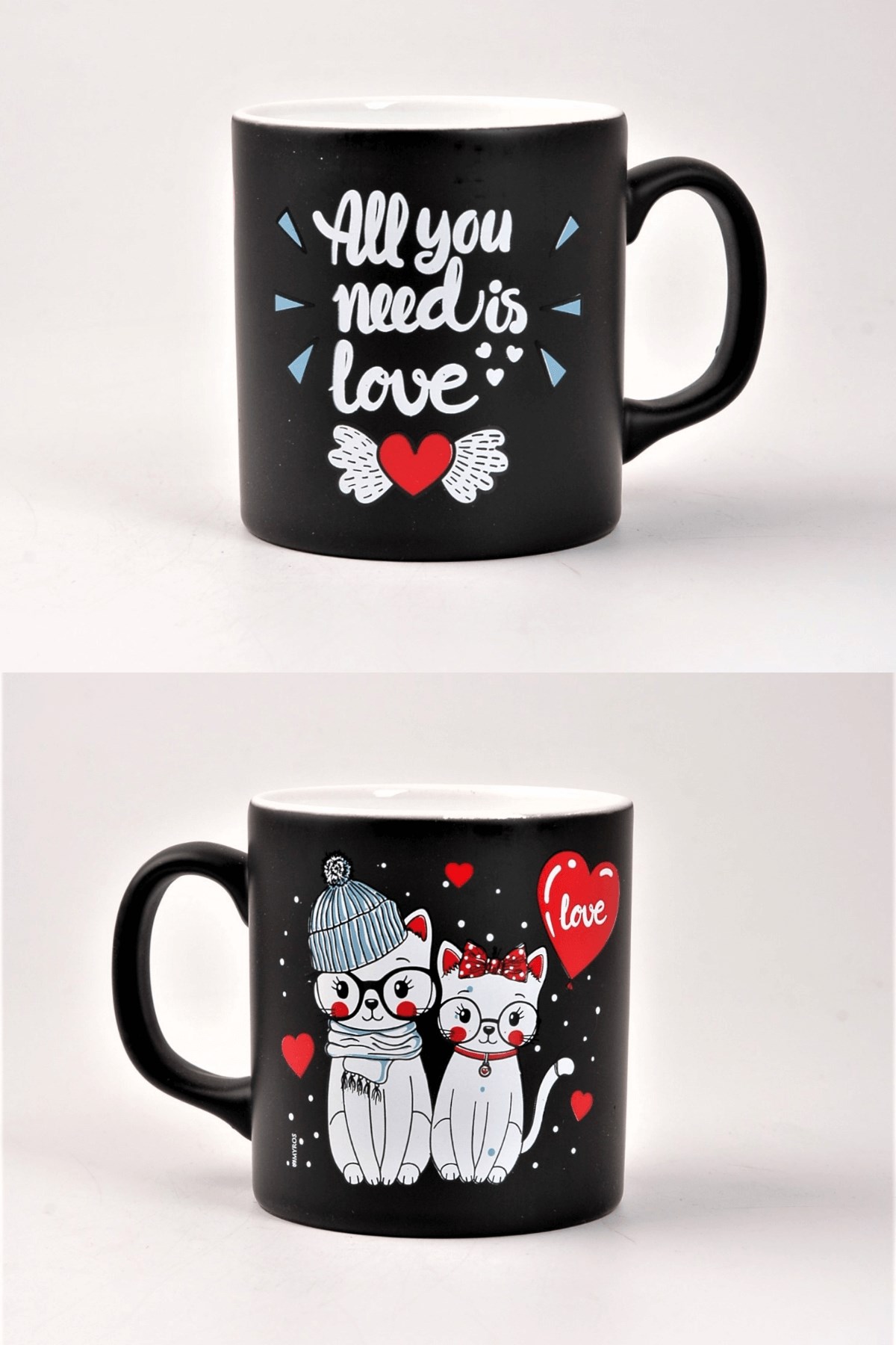 Siyah All You Need is Love Seramik Kupa