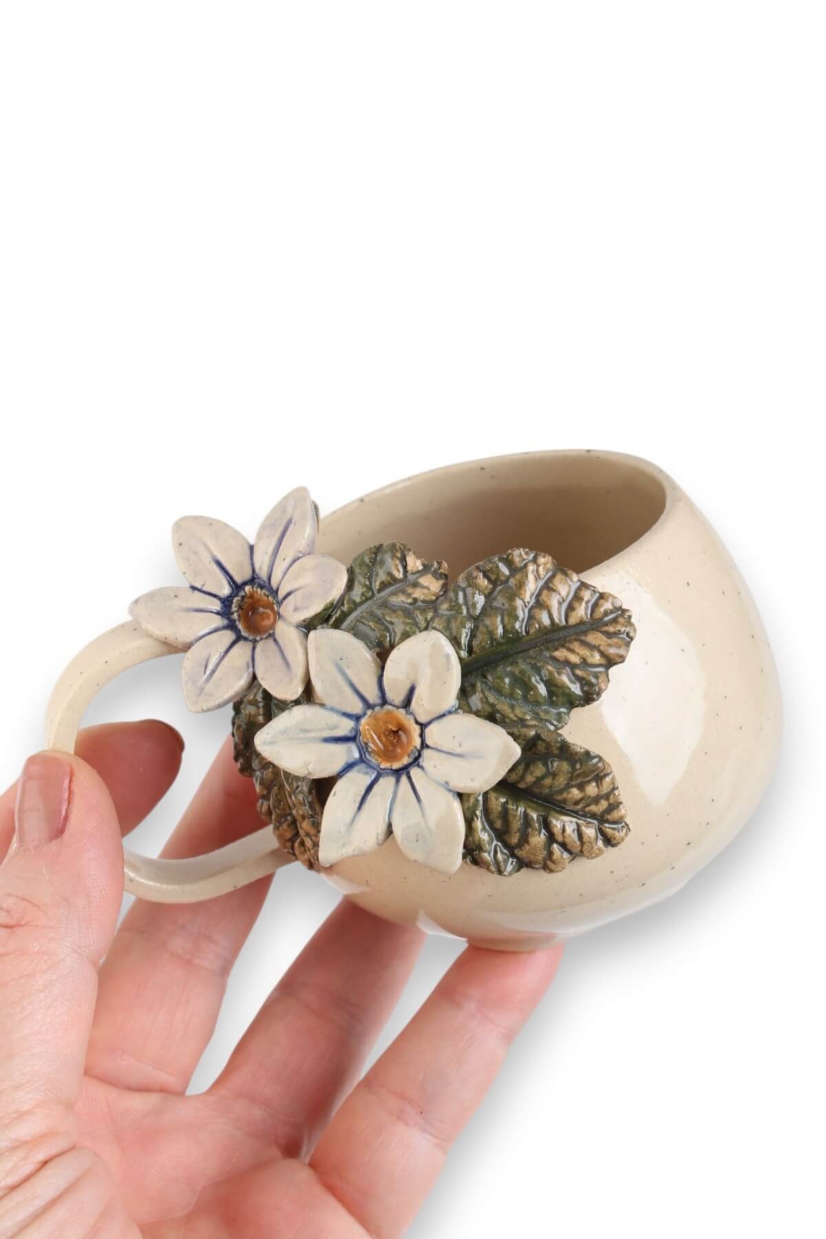 Stoneware Çiçekli  Kahve Fincanı No:1