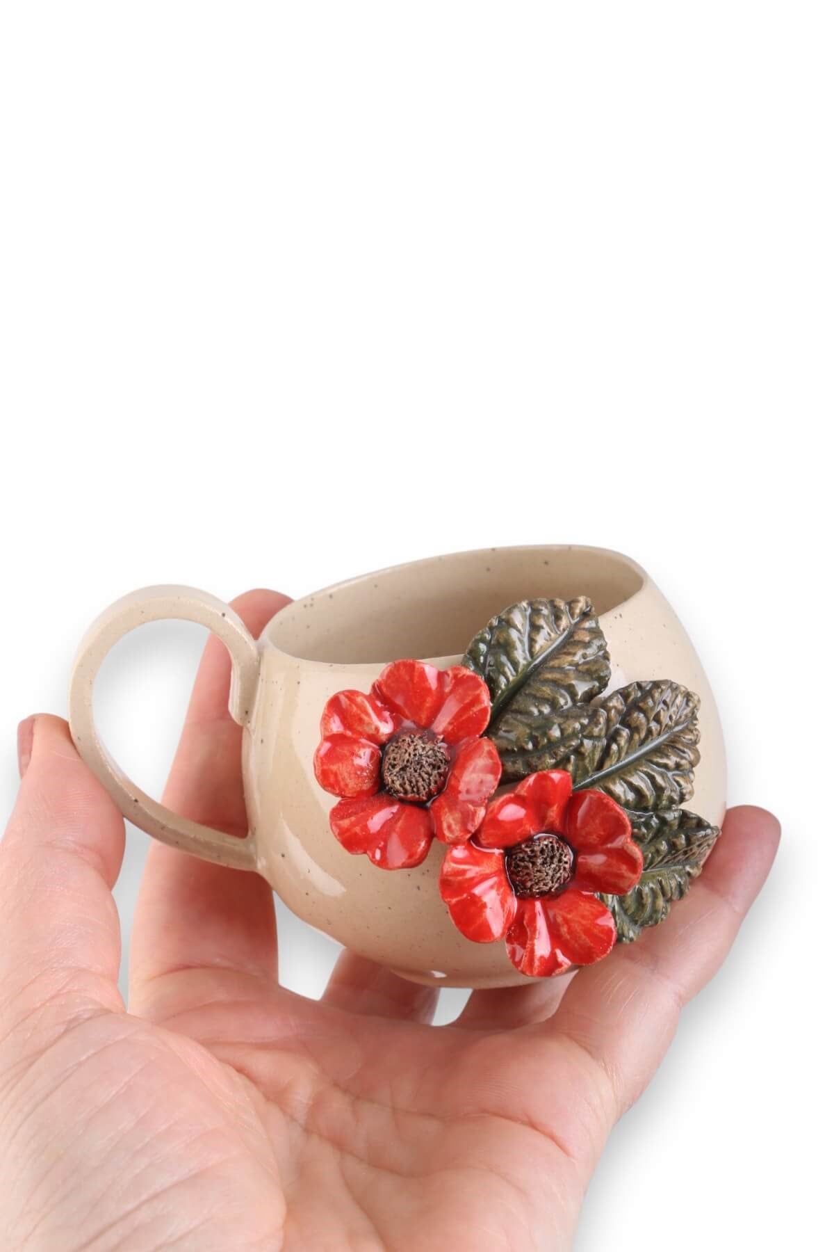 Stoneware Çiçekli  Kahve Fincanı No:3