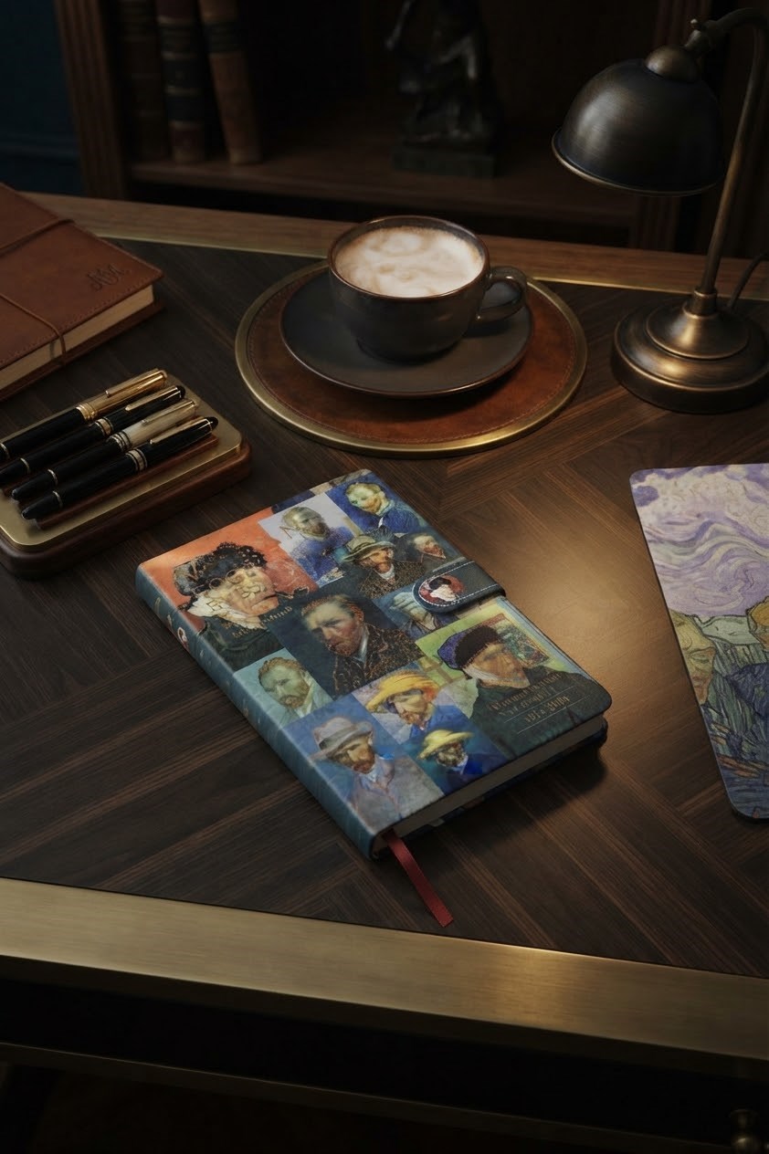 Vincent Van Gogh'un Self Portraid B6 Çizgili Sert Kapaklı  Defter