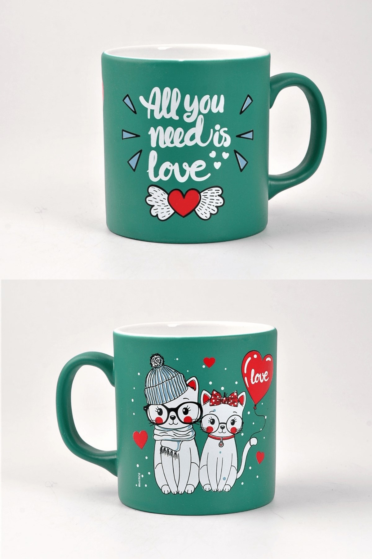 Yeşil All You Need is Love Seramik Kupa