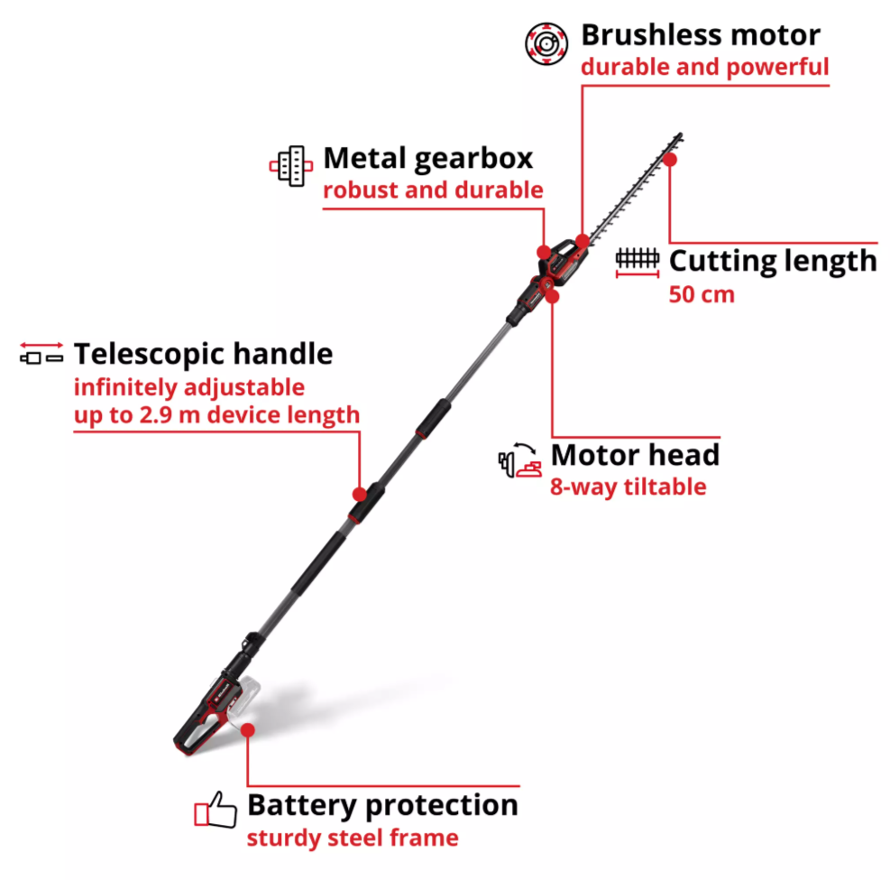 Einhell GP-HH 18/50 Li T BL-Solo  Akülü Teleskopik Çit Budama Makinesi (Akü ve Şarj Cihazı Dahil Değildir) - 3410972